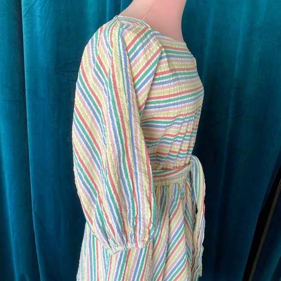 J. Crew Rainbow Stripes Seersucker Mini Dress - Picture 5 of 13